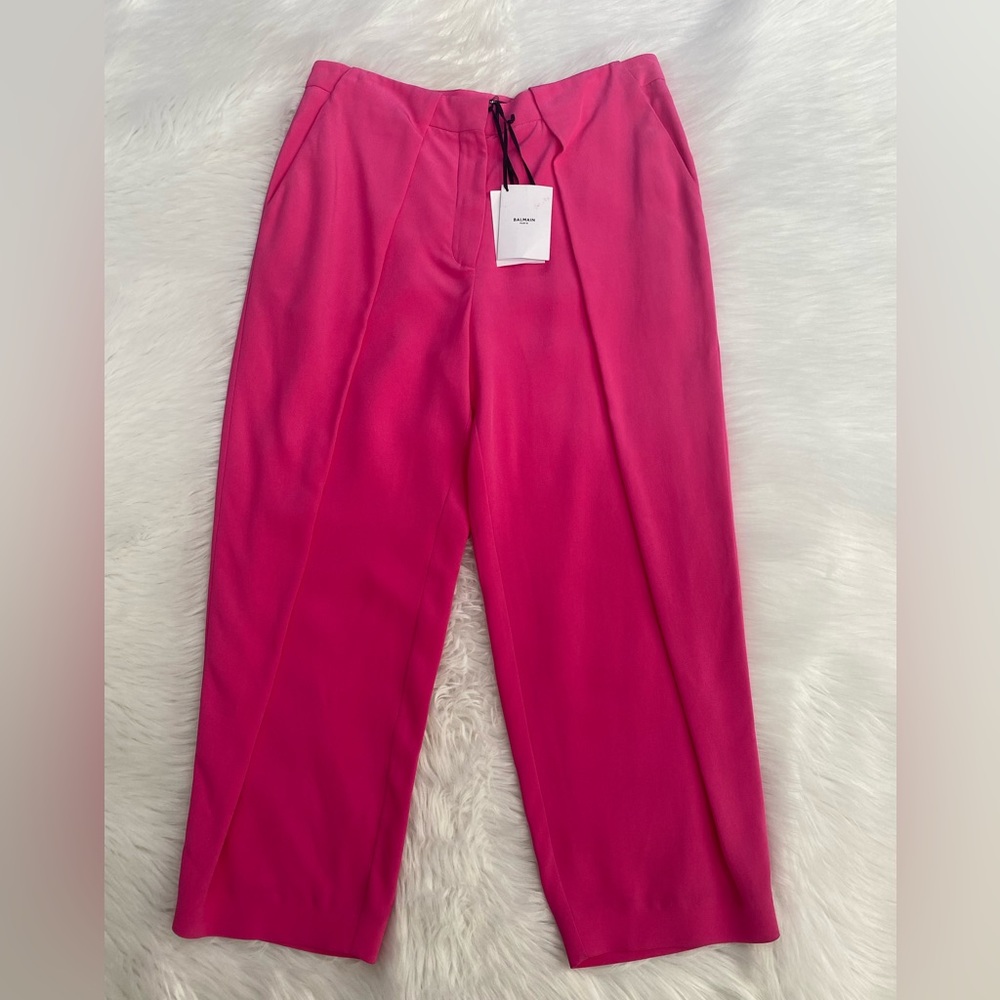 BALMAIN Pink Crepe Harem Pants 40 (L)